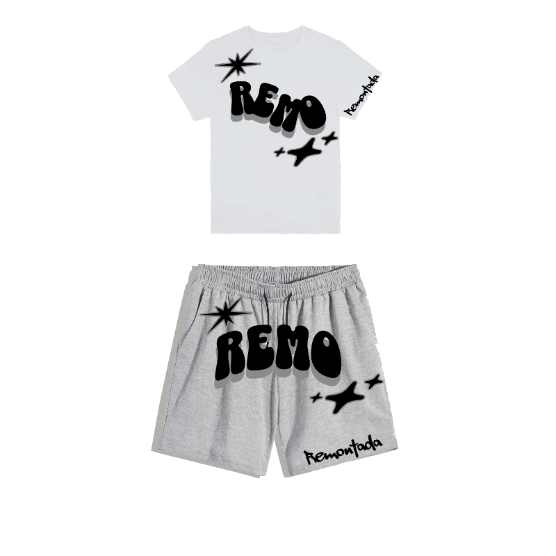 REMO STAR SHIRT AND SHORT SET - WHITE